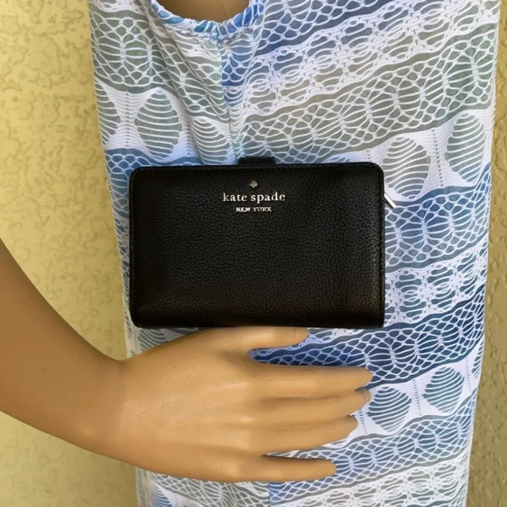 Kate Spade Leila Medium Compact Bifold Wallet Black - Picture 13 of 16